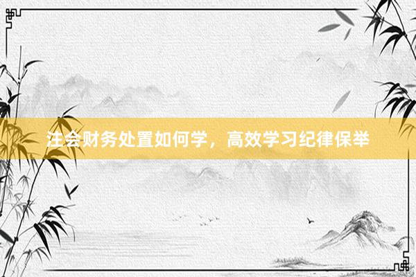 注会财务处置如何学，高效学习纪律保举