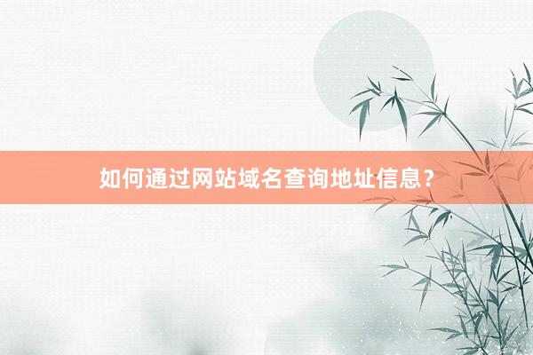如何通过网站域名查询地址信息？