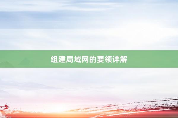 组建局域网的要领详解